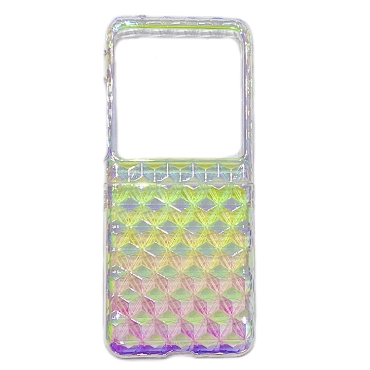 For Motorola Razr 40 Ultra Colorful Diamond Texture PC Phone Case(Gradient Pink Green)