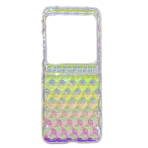 For Motorola Razr 40 Ultra Colorful Diamond Texture PC Phone Case(Gradient Pink Green)