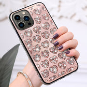 For iPhone 14 Pro Max Love Hearts Diamond Mirror TPU Phone Case(Rose Gold)