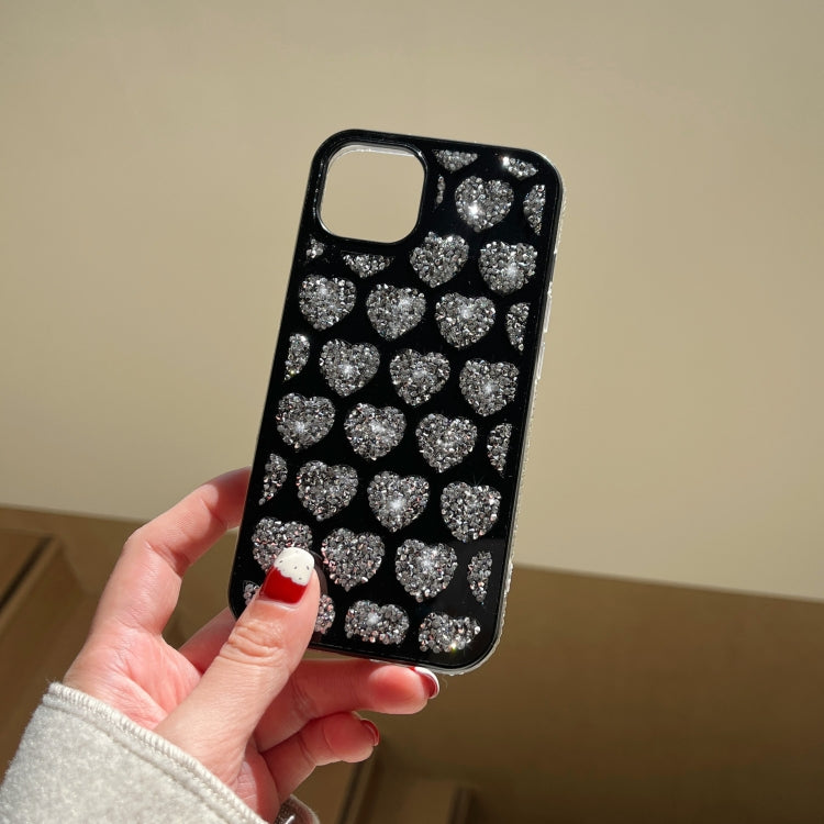 For iPhone 14 Pro Max Love Hearts Diamond Mirror TPU Phone Case(Rose Gold)