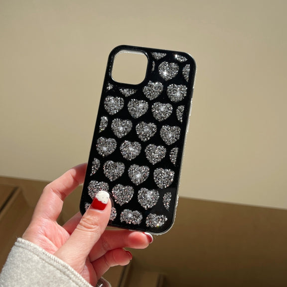 For iPhone 14 Pro Max Love Hearts Diamond Mirror TPU Phone Case(Rose Gold)