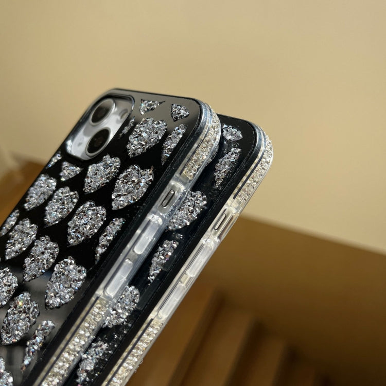 For iPhone 14 Pro Max Love Hearts Diamond Mirror TPU Phone Case(Rose Gold)