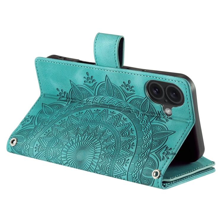 For iPhone 16 Pro Max Multi-Card Totem Zipper Leather Phone Case(Green)
