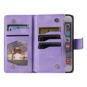 For iPhone 16e Multi-Card Totem Zipper Leather Phone Case(Purple)