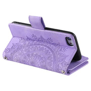For iPhone 16e Multi-Card Totem Zipper Leather Phone Case(Purple)
