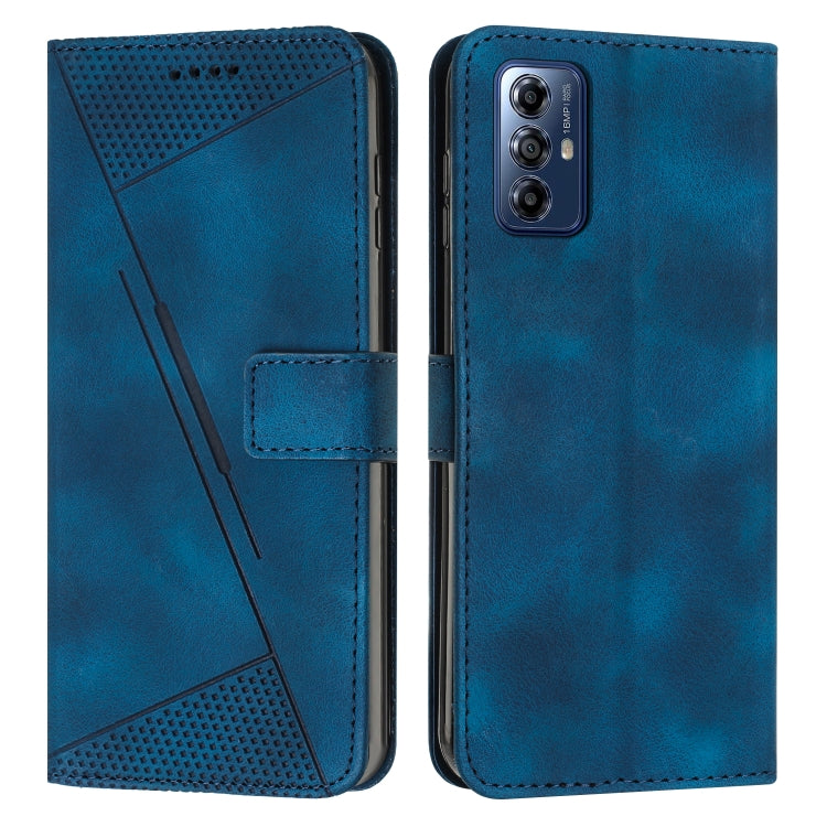 For Motorola Moto G Play 2024 Dream Triangle Leather Phone Case with Lanyard(Blue)