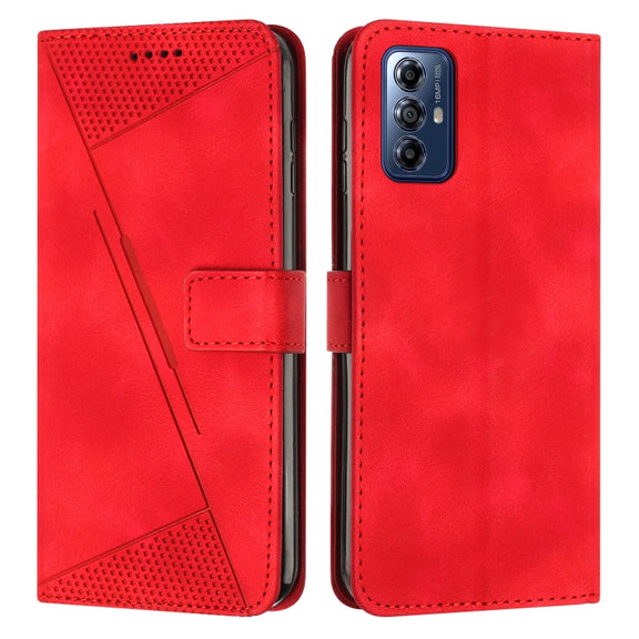 For Motorola Moto G Play 2024 Dream Triangle Leather Phone Case with Lanyard(Red)