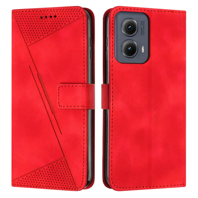 For Motorola Edge 2024 Dream Triangle Leather Phone Case with Lanyard(Red)