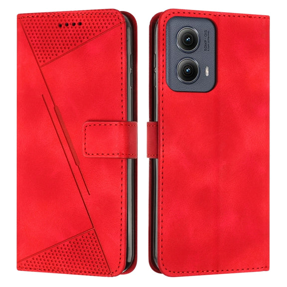 For Motorola Edge 2024 Dream Triangle Leather Phone Case with Lanyard(Red)