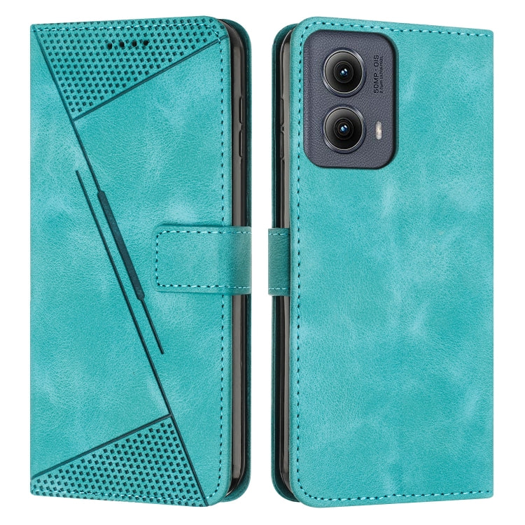 For Motorola Edge 2024 Dream Triangle Leather Phone Case with Lanyard(Green)