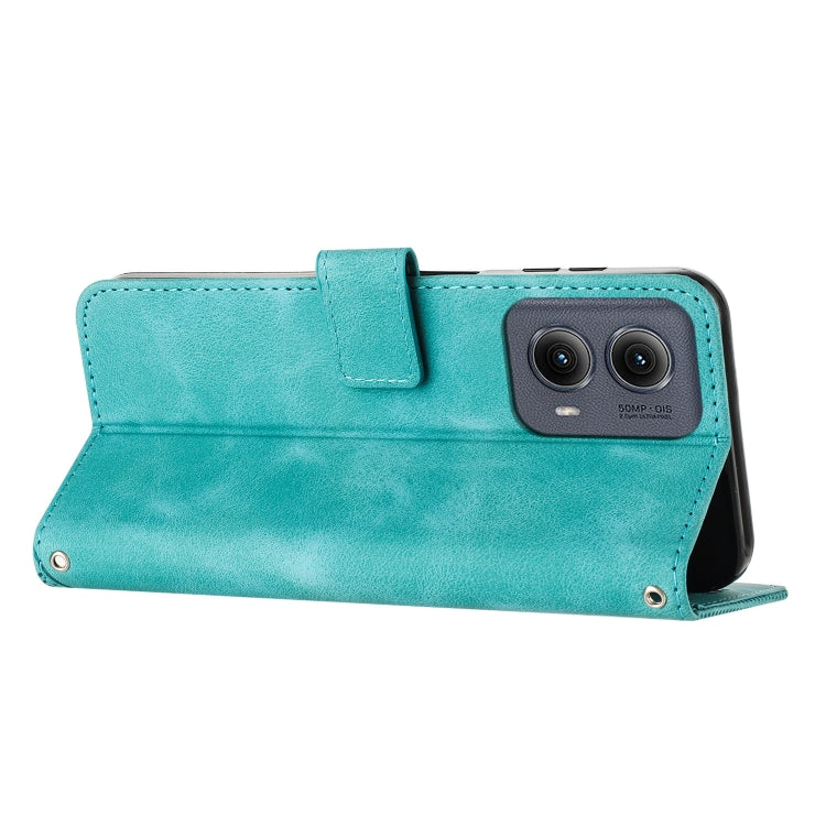 For Motorola Edge 2024 Dream Triangle Leather Phone Case with Lanyard(Green)