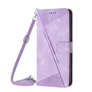 For Motorola Edge 2024 Dream Triangle Leather Phone Case with Lanyard(Purple)