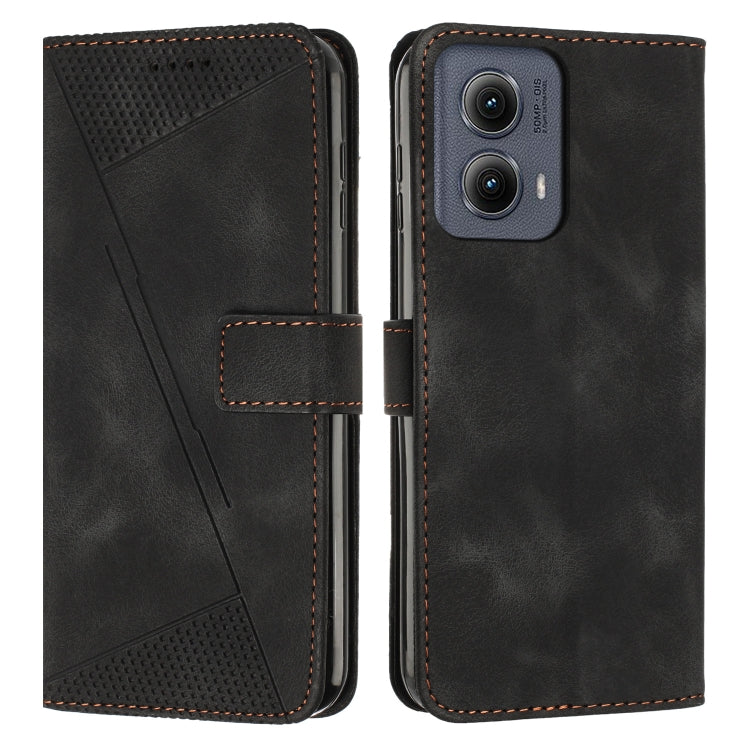 For Motorola Edge 2024 Dream Triangle Leather Phone Case with Lanyard(Black)
