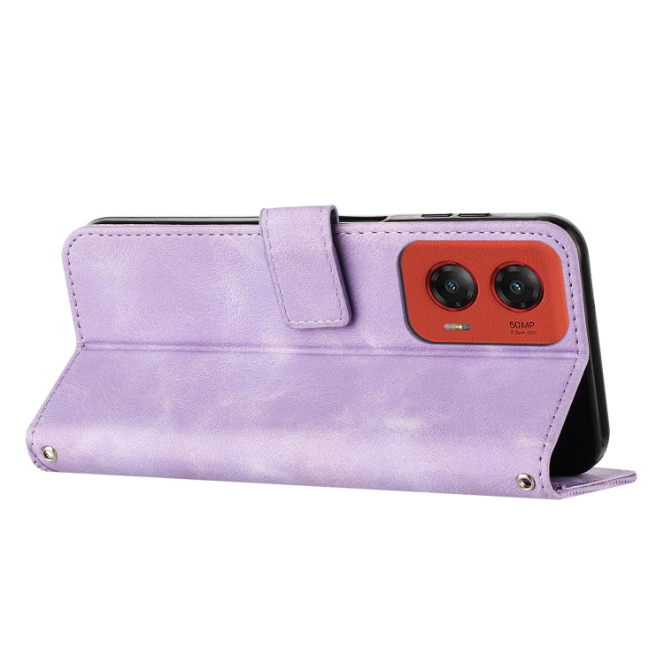 For Motorola Moto G Stylus 5G 2024 Dream Triangle Leather Phone Case with Lanyard(Purple)