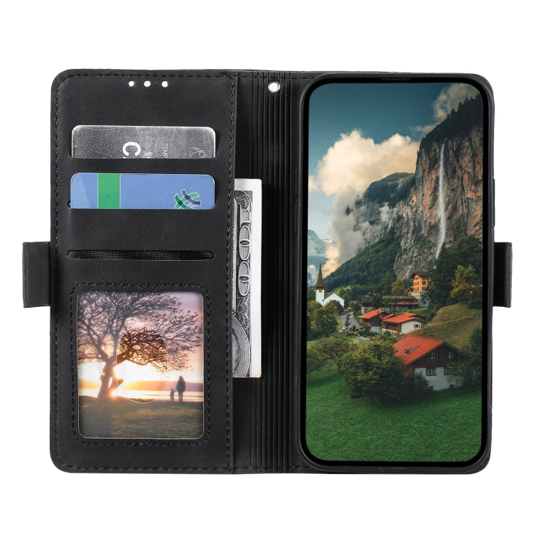 For iPhone 16 Plus Retro Splicing Horizontal Flip Leather Phone Case(Black)
