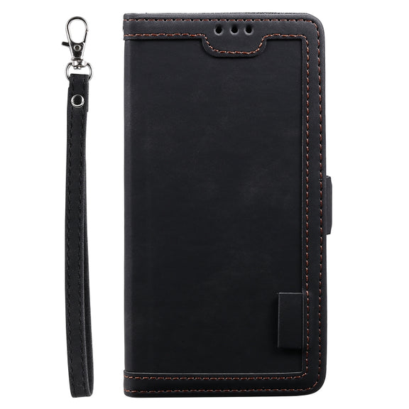 For iPhone 16 Retro Splicing Horizontal Flip Leather Phone Case(Black)