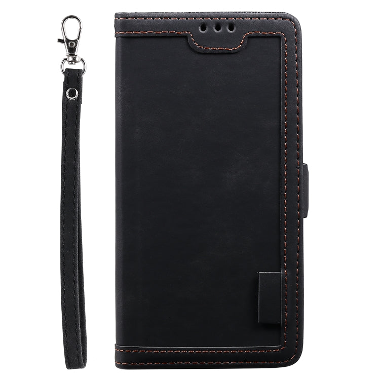 For iPhone 16 Retro Splicing Horizontal Flip Leather Phone Case(Black)
