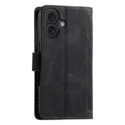For iPhone 16 Retro Splicing Horizontal Flip Leather Phone Case(Black)