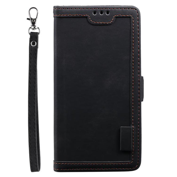 For iPhone 16e Retro Splicing Horizontal Flip Leather Phone Case(Black)