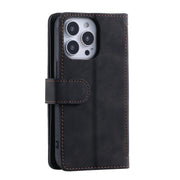 For iPhone 16 Pro Max Nine Card Zipper Bag Leather Phone Case with Lanyard(Black)