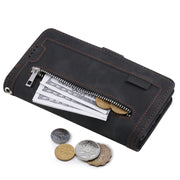 For iPhone 16 Pro Max Nine Card Zipper Bag Leather Phone Case with Lanyard(Black)