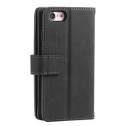 For iPhone 16e Nine Card Zipper Bag Leather Phone Case with Lanyard(Black)
