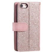 For iPhone 16e Nine Card Zipper Bag Leather Phone Case with Lanyard(Pink)