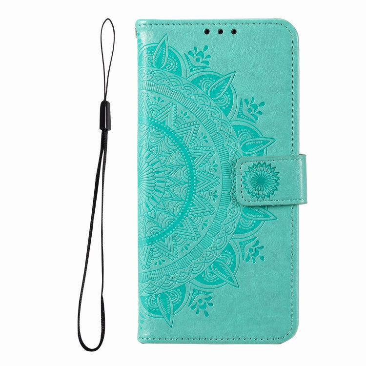 For iPhone 16 Pro Max Totem Flower Embossed Leather Phone Case(Green)