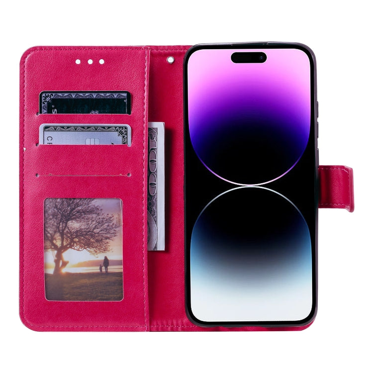 For iPhone 16 Pro Max Totem Flower Embossed Leather Phone Case(Red)