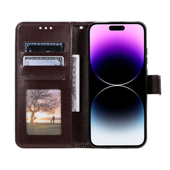 For iPhone 16 Pro Max Totem Flower Embossed Leather Phone Case(Brown)