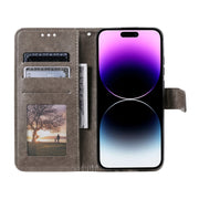 For iPhone 16 Pro Totem Flower Embossed Leather Phone Case(Grey)