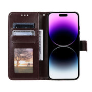 For iPhone 16 Pro Totem Flower Embossed Leather Phone Case(Brown)