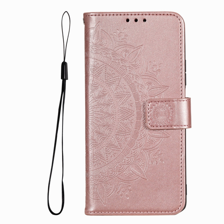 For iPhone 16 Pro Totem Flower Embossed Leather Phone Case(Rose Gold)