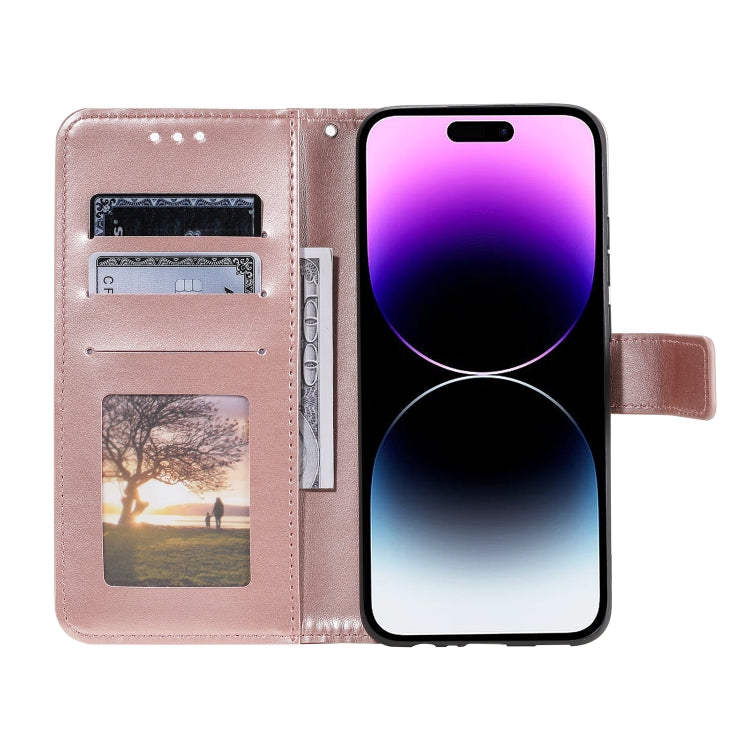 For iPhone 16 Pro Totem Flower Embossed Leather Phone Case(Rose Gold)