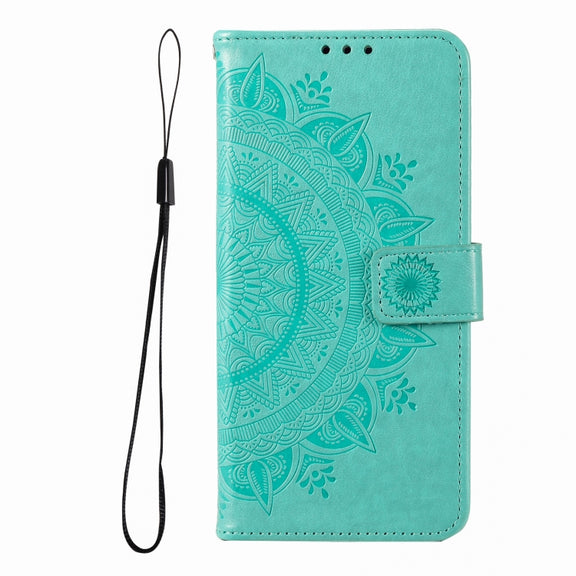 For iPhone 16 Plus Totem Flower Embossed Leather Phone Case(Green)