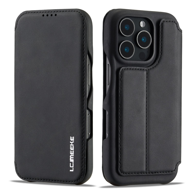 For iPhone 16 Pro Max LC.IMEEKE Hon Ancient Series Flip Leather Phone Case(Black)