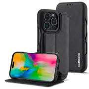 For iPhone 16 Pro Max LC.IMEEKE Hon Ancient Series Flip Leather Phone Case(Black)