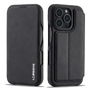 For iPhone 16 Pro Max LC.IMEEKE Hon Ancient Series Flip Leather Phone Case(Black)
