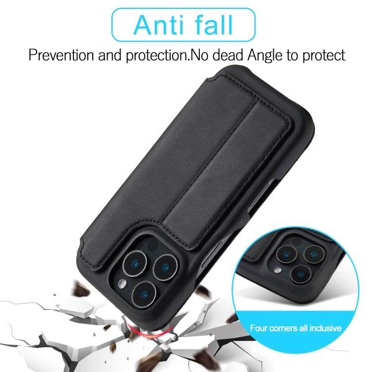 For iPhone 16 Pro Max LC.IMEEKE Hon Ancient Series Flip Leather Phone Case(Black)
