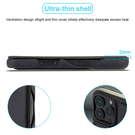 For iPhone 16 Pro Max LC.IMEEKE Hon Ancient Series Flip Leather Phone Case(Black)