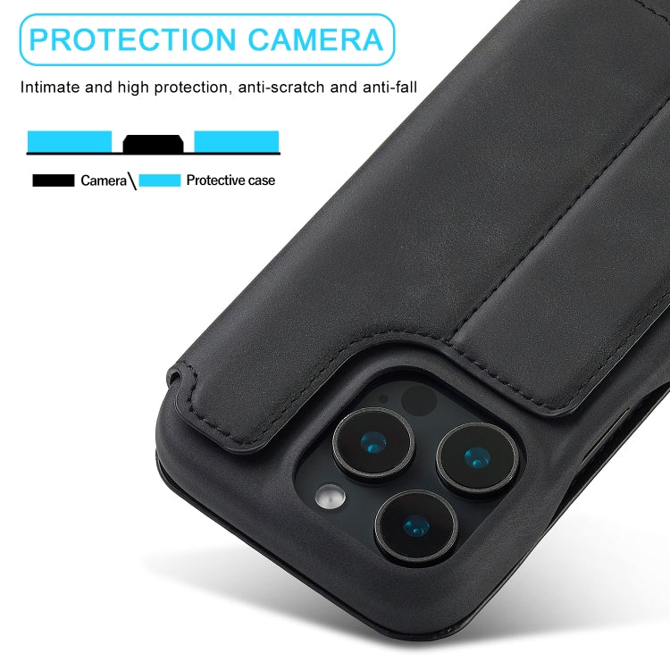 For iPhone 16 Pro Max LC.IMEEKE Hon Ancient Series Flip Leather Phone Case(Black)