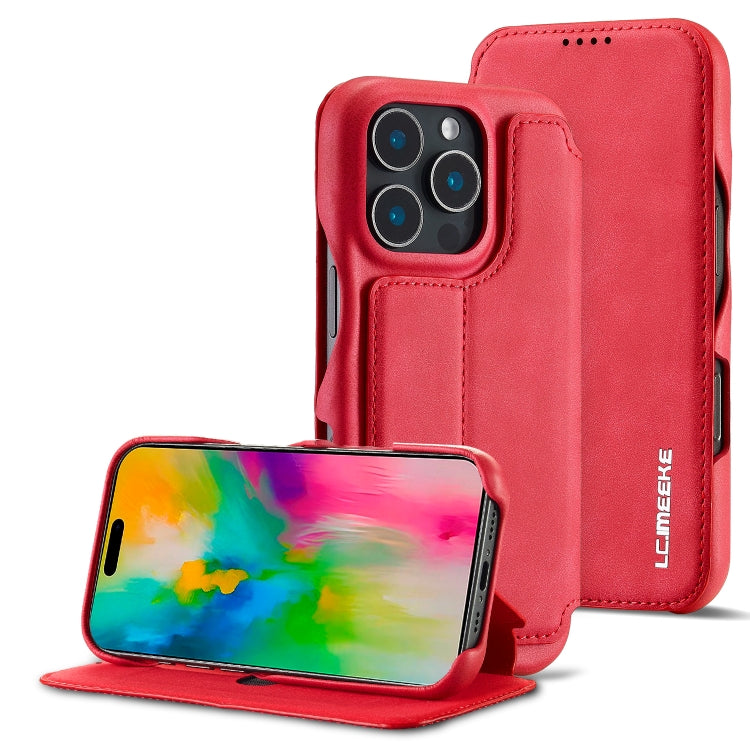 For iPhone 16 Pro Max LC.IMEEKE Hon Ancient Series Flip Leather Phone Case(Red)