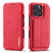 For iPhone 16 Pro Max LC.IMEEKE Hon Ancient Series Flip Leather Phone Case(Red)