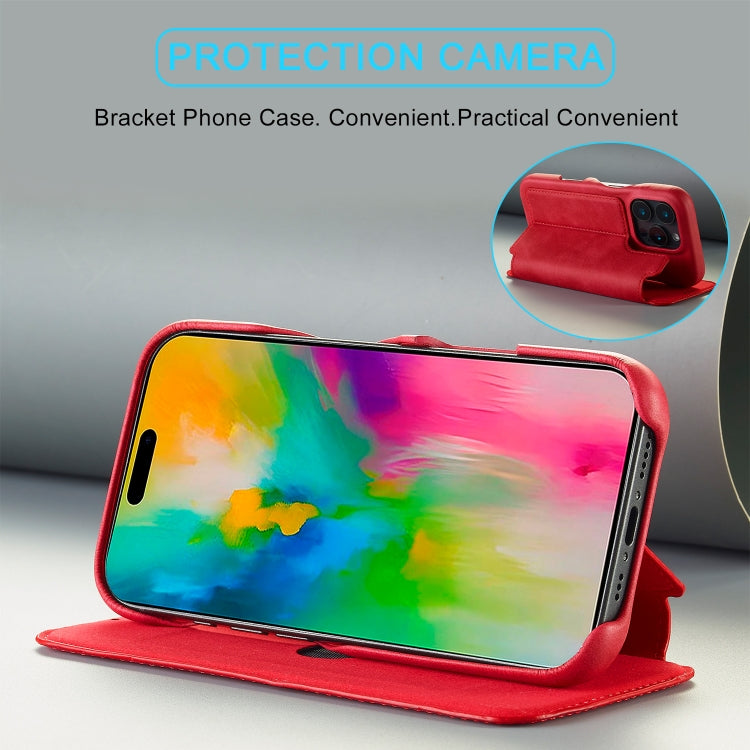For iPhone 16 Pro Max LC.IMEEKE Hon Ancient Series Flip Leather Phone Case(Red)