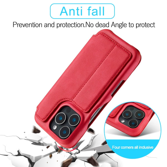 For iPhone 16 Pro Max LC.IMEEKE Hon Ancient Series Flip Leather Phone Case(Red)