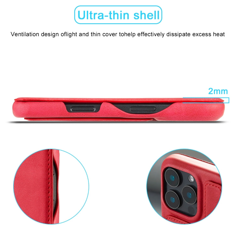 For iPhone 16 Pro Max LC.IMEEKE Hon Ancient Series Flip Leather Phone Case(Red)