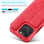 For iPhone 16 Pro Max LC.IMEEKE Hon Ancient Series Flip Leather Phone Case(Red)