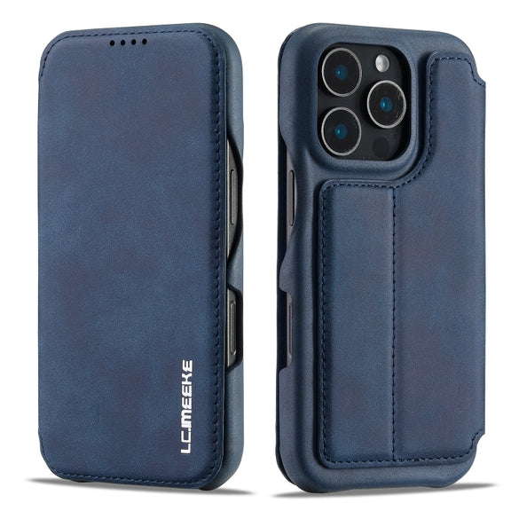 For iPhone 16 Pro Max LC.IMEEKE Hon Ancient Series Flip Leather Phone Case(Blue)