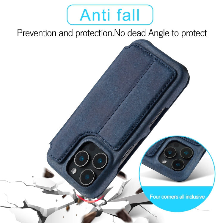 For iPhone 16 Pro Max LC.IMEEKE Hon Ancient Series Flip Leather Phone Case(Blue)
