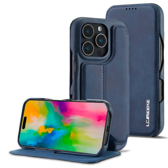 For iPhone 16 Pro Max LC.IMEEKE Hon Ancient Series Flip Leather Phone Case(Blue)